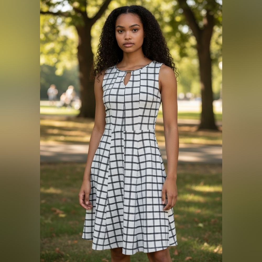 Elegant Black and White Checkered Dress